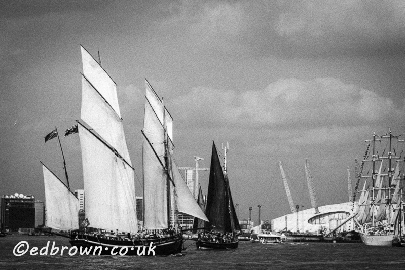 Tall ships leaving Greenwich at the Parade of Sail, 9th September 2014, London, England.